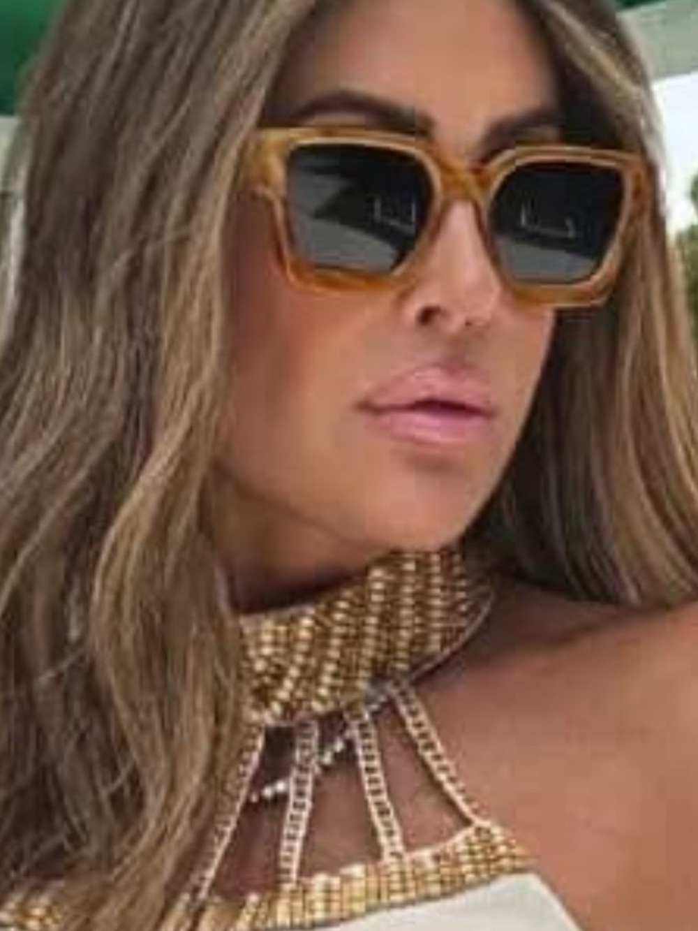 Square Amber Frame Sunglasses for Women NWOT